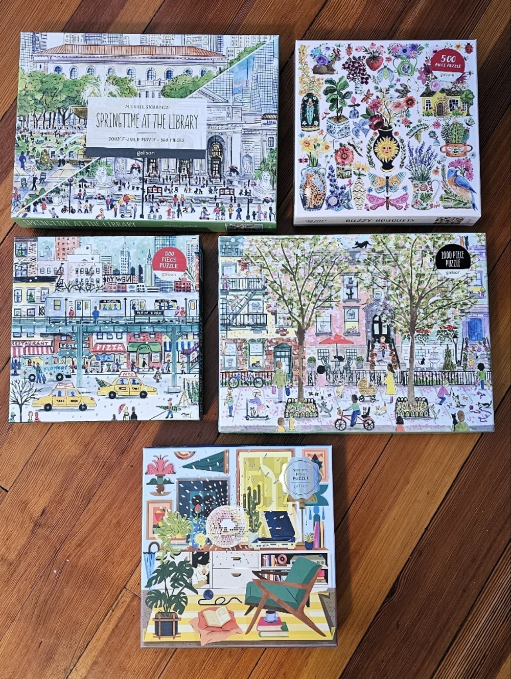 Lot Of 5 Galison Jigsaw Puzzles, Assorted Designs, Excellent Condition